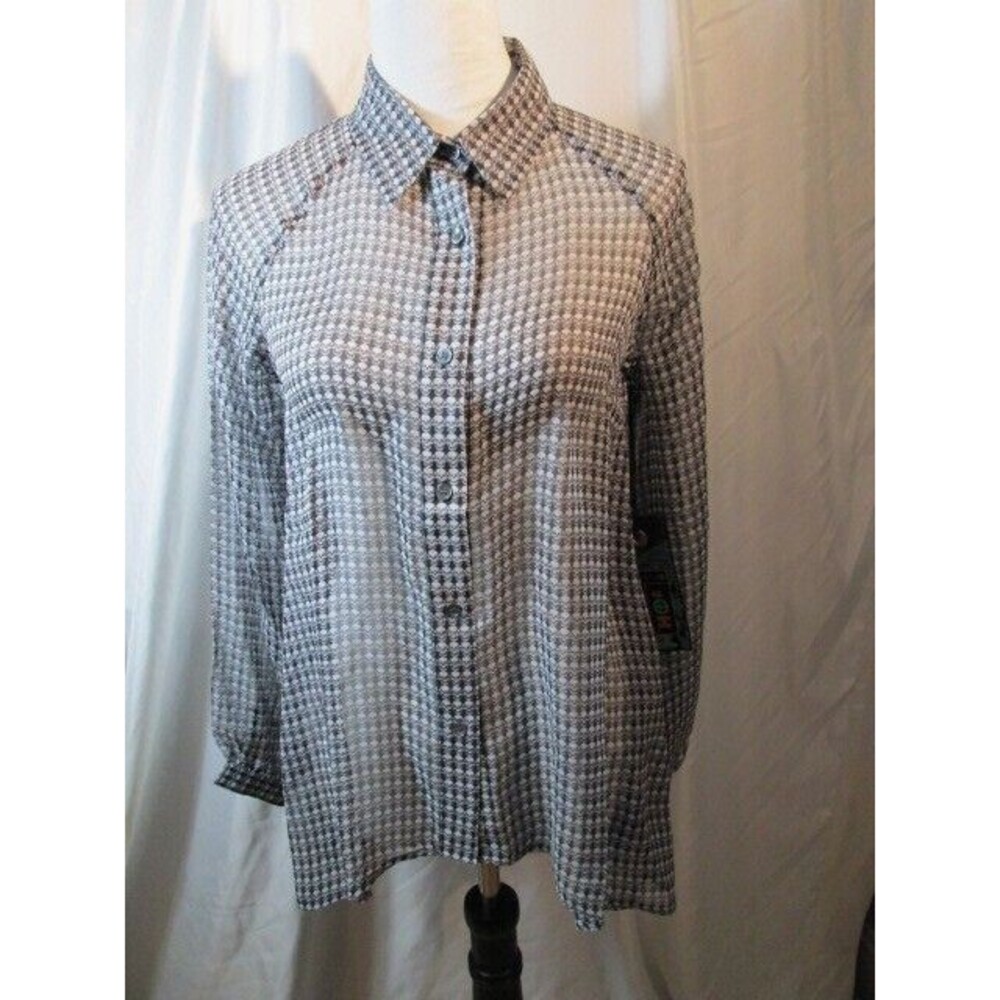 2OH Threads Women's Size XS Skulls Sheer Button Up Silk Shirt (NWT $164)